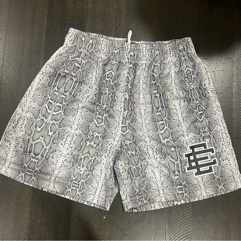 Eric Emanuel Gray Snake Print Athletic Shorts
